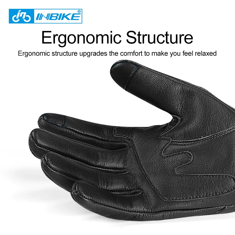 Перчатки INBIKE велосипедные из натуральной кожи для мужчин и женщин спортивные с