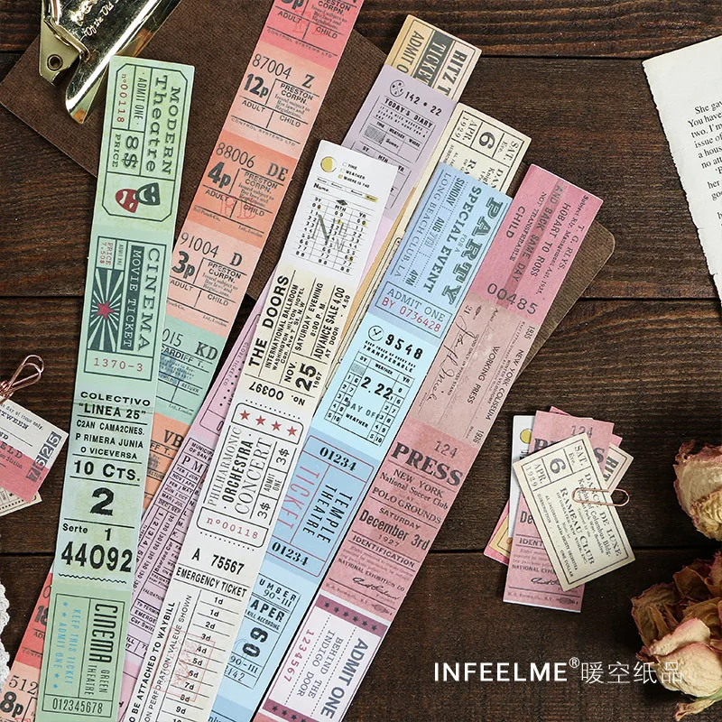 Винтажный билетный стикер s Ретро васи лента бумажный на клейкой основе для детей