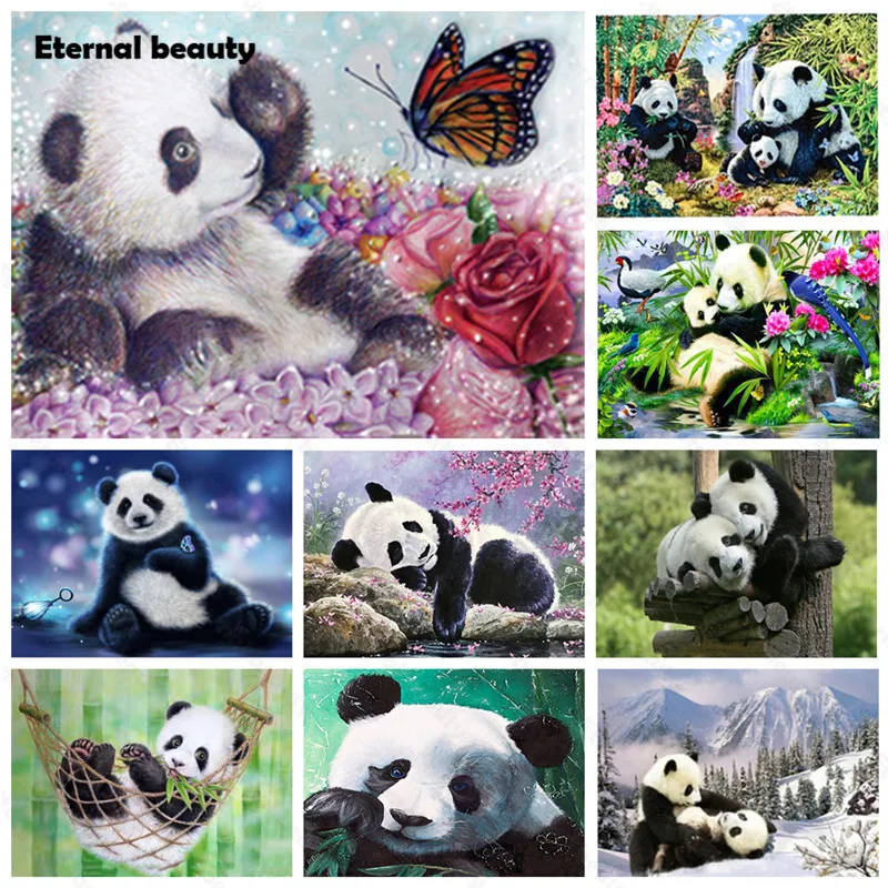 

Diamond Painting Panda Cartoon Cross Stitch Kits Lovely Panda Handmade Artwork Mosaic Art Painting Diamond Rhinestone Embroidery