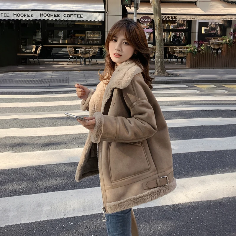 Женское зимнее пальто из овечьей шерсти новинка 2021 Корейская кашемировая