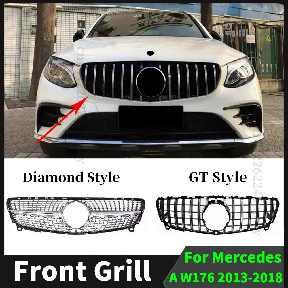 

Передняя решетка гоночный гриль обновленный центр Facelift для Mercedes A W176 2016 2017 2018 2013 2014 2015 A180 A200 A260 GT алмаз