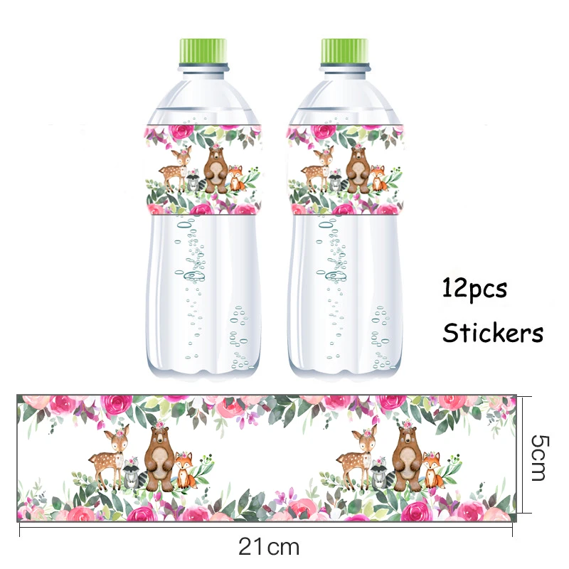 Omilut 12 шт. лесной Животные минеральной воды бутылочная этикетка сафари Вечеринка