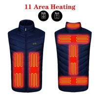 11 areas heated vest usb men women winter electric heated sleevless jacket intelligent dual control heating thermal warm clothes