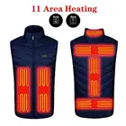 Жилет с подогревом для мужчин и женщин, теплый зимний модный жилет с электроподогревом для рыбалки и охоты, 11 областей