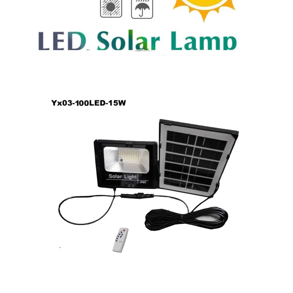

solar light lamp floodlight LED 3modes Powered Panel Wall Yard Fence Outdoor Path Street Garden indoor remote timer split cable