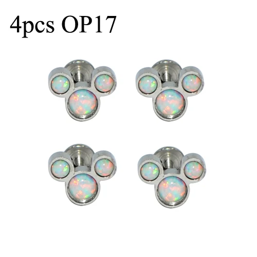 4pcs16g опал серьги серьга для верхней части уха Orelha штанга в ухо украшение для козелка хрящевой пирсинг губная серьга-гвоздик G23 Титан Сталь бар - Окраска металла: 4pcs OP17