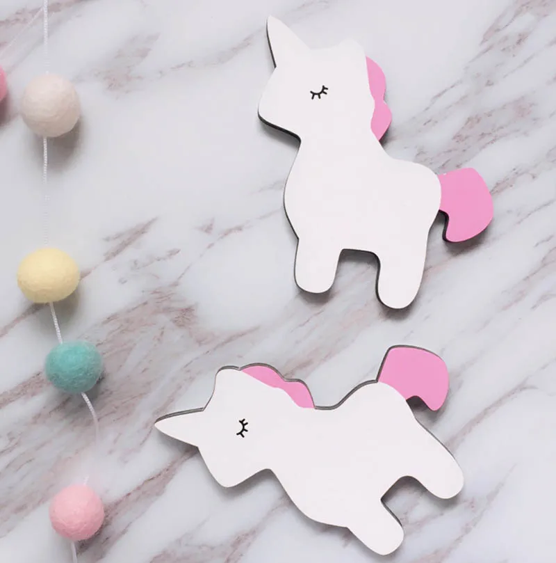 J 1 PC Cute unicorn Ins деревянная детская комната одежда крючок Настенная Наклейка Фламинго Лебедь Единорог крест Кролик Летучая мышь кролик вешалка с бантом крюк украшение дома - Цвет: J 1 PC Cute unicorn