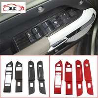 4pcs real carbon fiber car glass lift switch panel decorative frame for land rover defender 110 2020 2022 lhd auto accessories