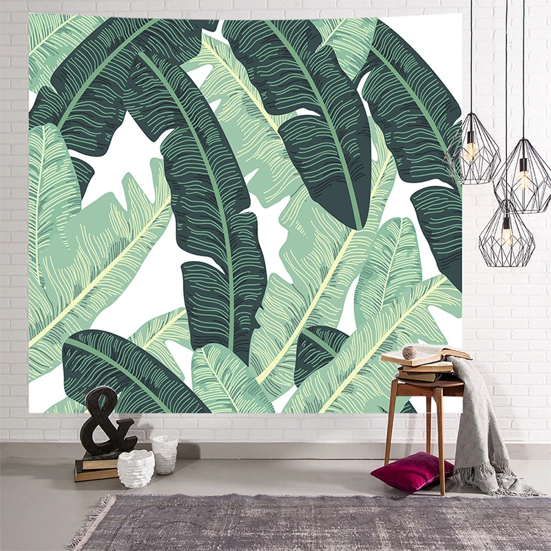 Гобелен с зелеными листьями кактусами тропические растения настенная подвесная