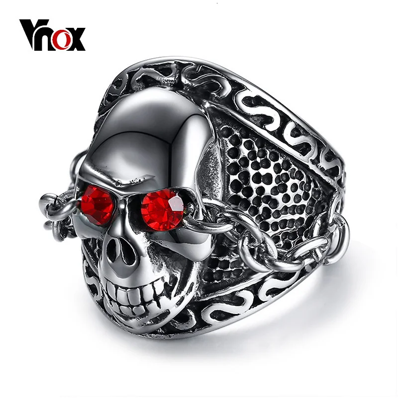 Vnox мужское кольцо с головой в виде черепа Винтажное из нержавеющей стали большим