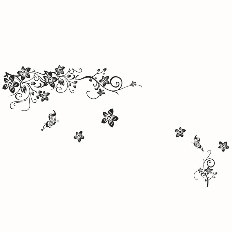 Романтический в виде вьющегося стебля с цветами бабочка настенные наклейки 3d