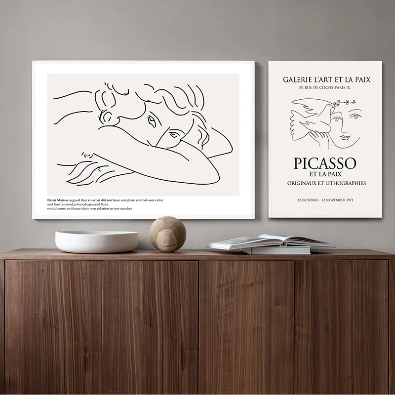 

Art Line Drawing Poster Abstract Minimalist Wall Art Canvas Print Famous Painting Moder Decorative Picture