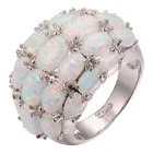 Модное роскошное обручальное кольцо с белым огненным опалом, 5 рядов серебряного цвета, обручальные кольца для женщин, ювелирные изделия