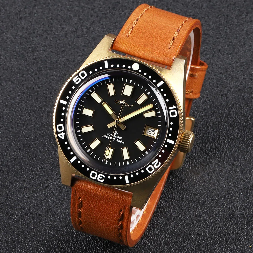 Механические часы HEIMDALLR с бронзовым покрытием SKX 62Mas C3 светящиеся технические NH35