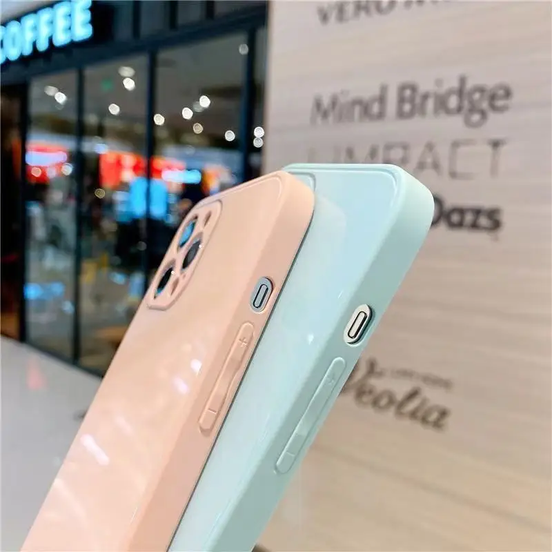 

For iPhone 11 12 Pro Max Mini XR XS X 8 7 6 6S Plus SE 2 2020 Case Liquid Square Tempered Glass Shockproof Soft Frame Back Cove
