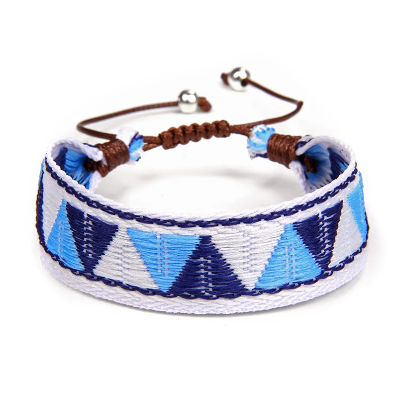 Bohemia Style Cotton Weave Fabric Bracelets For Women Men Handmade Braided Bracelet Pattern Logo Embroidery Boho Ethnic Jewelry |