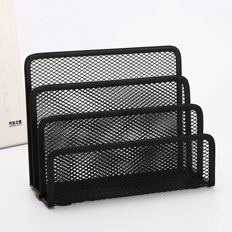 

Home Office Desktop Storage Pen Book Letter Holder File Rack Organizer Document Sorter Metal Mesh Grid Multifunction