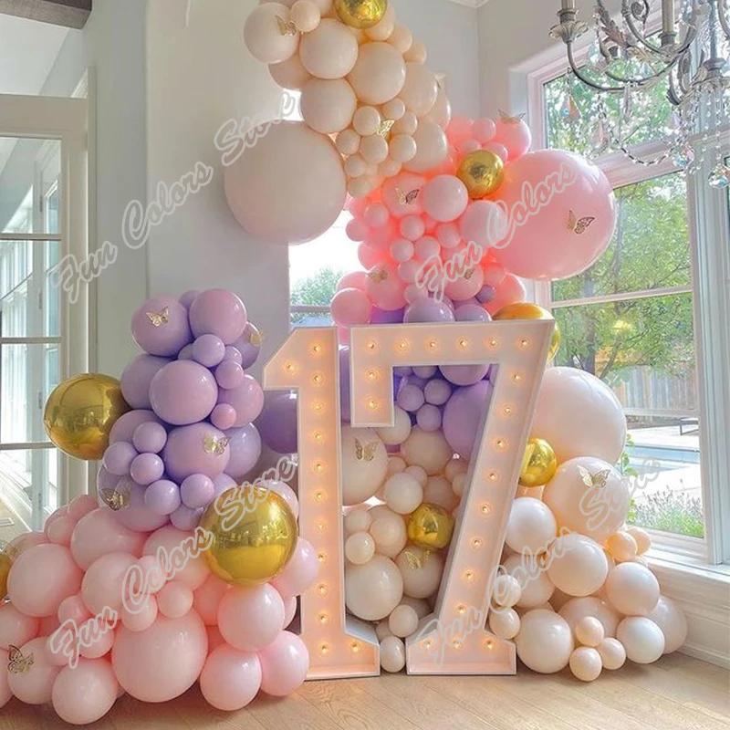 

211pcs Doubled Cream Peach Wedding Birthday Party Backdrop Baby Shower DIY Doubled Macaron Pink Decoration Balloon Garland Arch