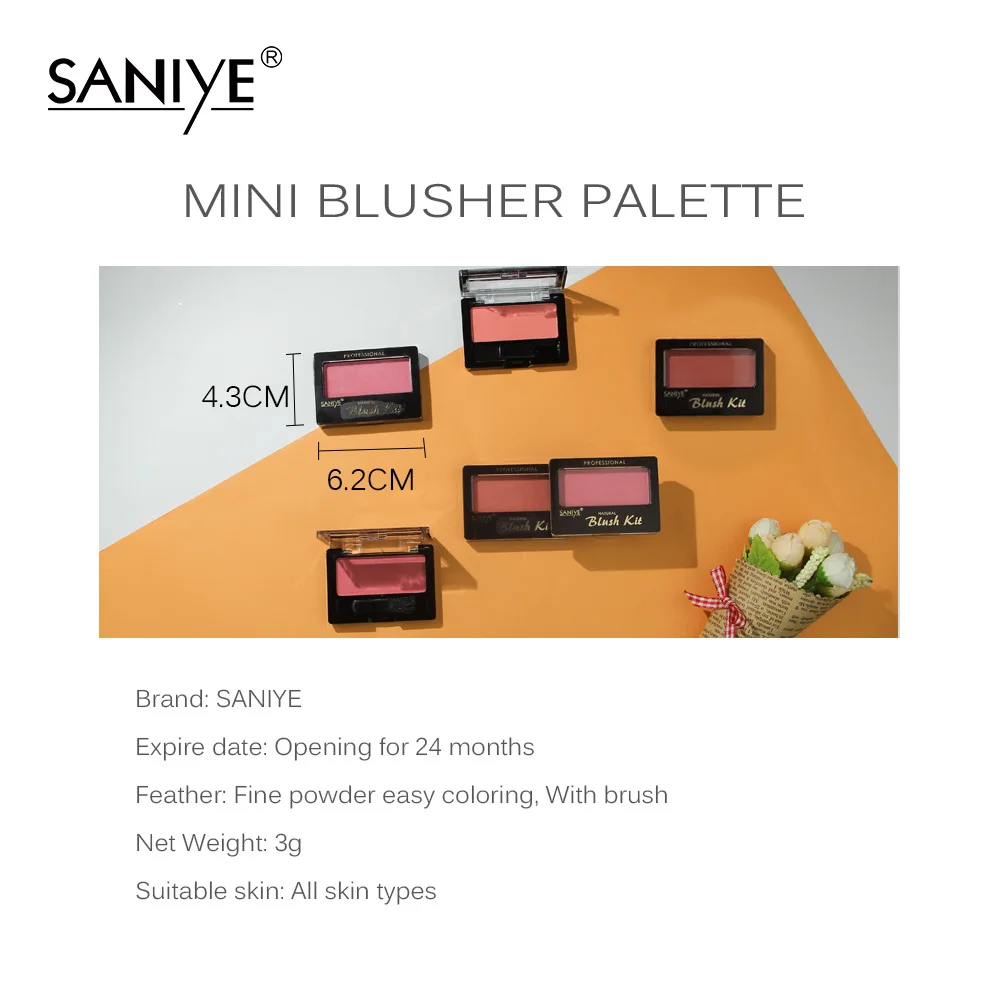 SANIYE розовый румяна макияж Косметическая натуральная прессованная Палетка румян