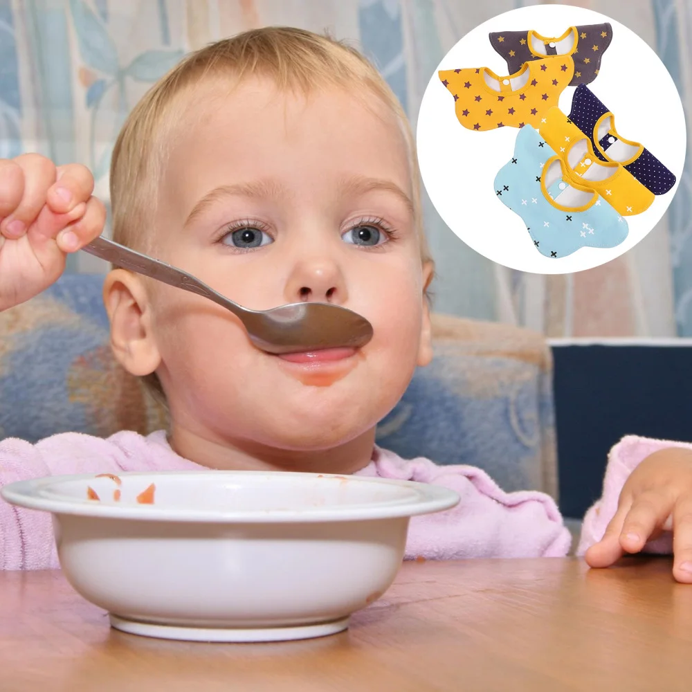 

5Pcs 360 Degree Baby Bibs Buckle Design Infant Toddler Drooling Cotton Bibs