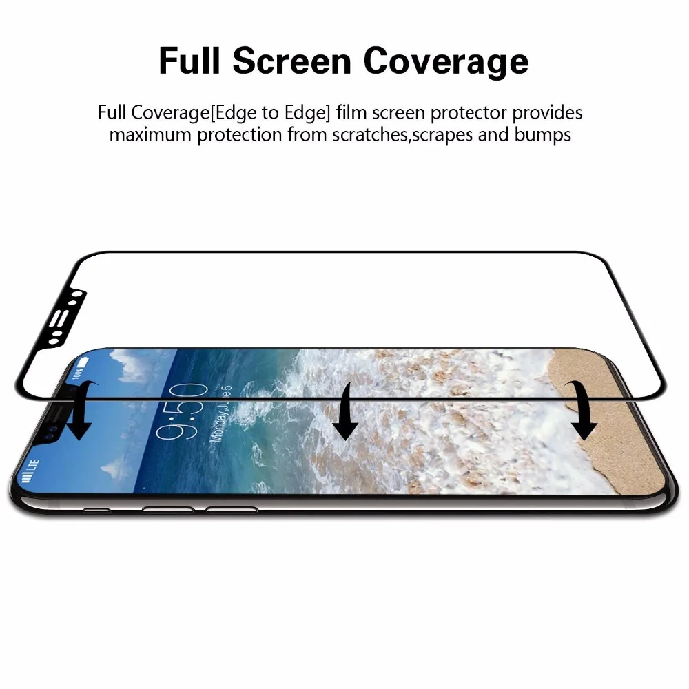 For IPhone X Glass Full Cover Tempered for Apple 8 7 6 Plus 6S Screen Protector Protective Film HD | Мобильные телефоны и