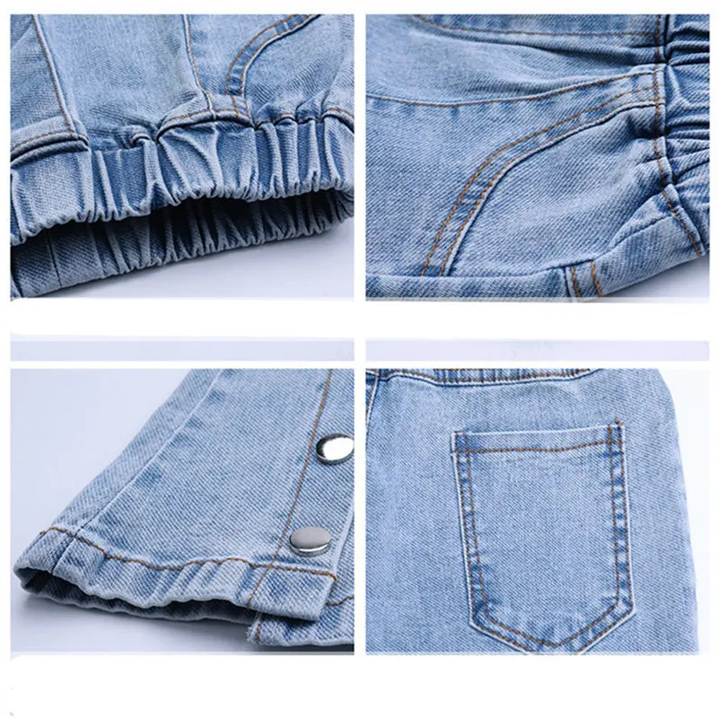 

2021 Spring Hot Deals Baby Girls Denim Flare Jeans Solid Color Teenager Kids Elastic Pants Korean Style Children Trousers 4-13Y