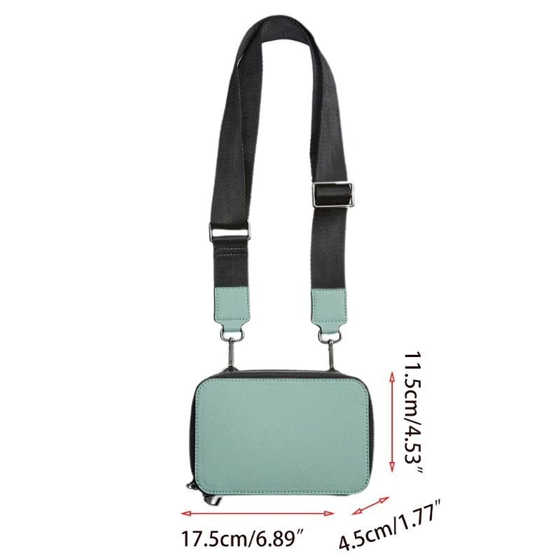

066F Solid Color Rectangular Shoulder Bag Faux Leather Double Zip Crossbody Handbag