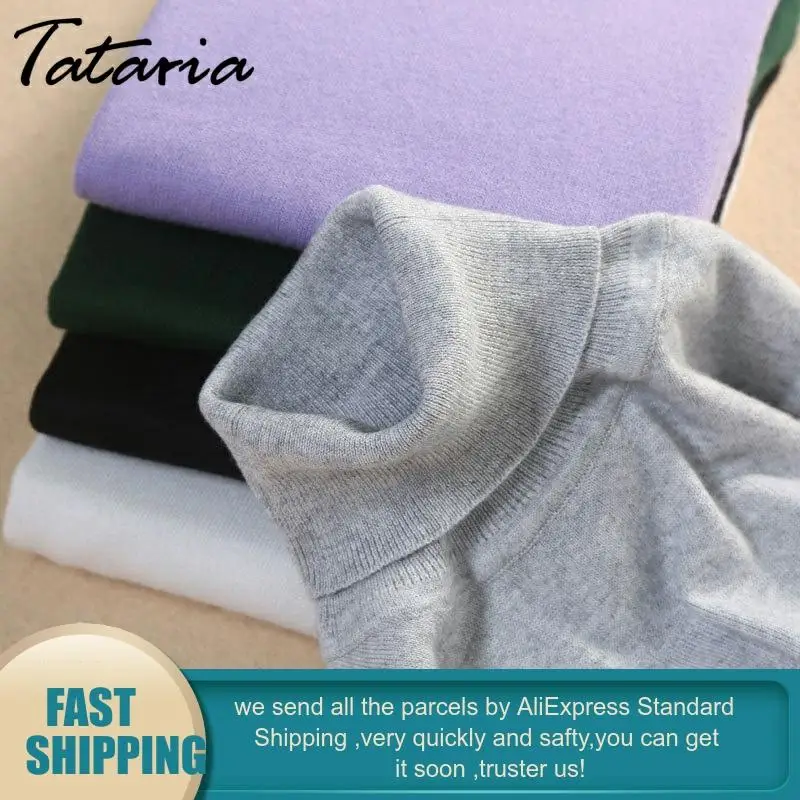 Кашемировый свитер с высоким воротником Женский базовый в Корейском стиле