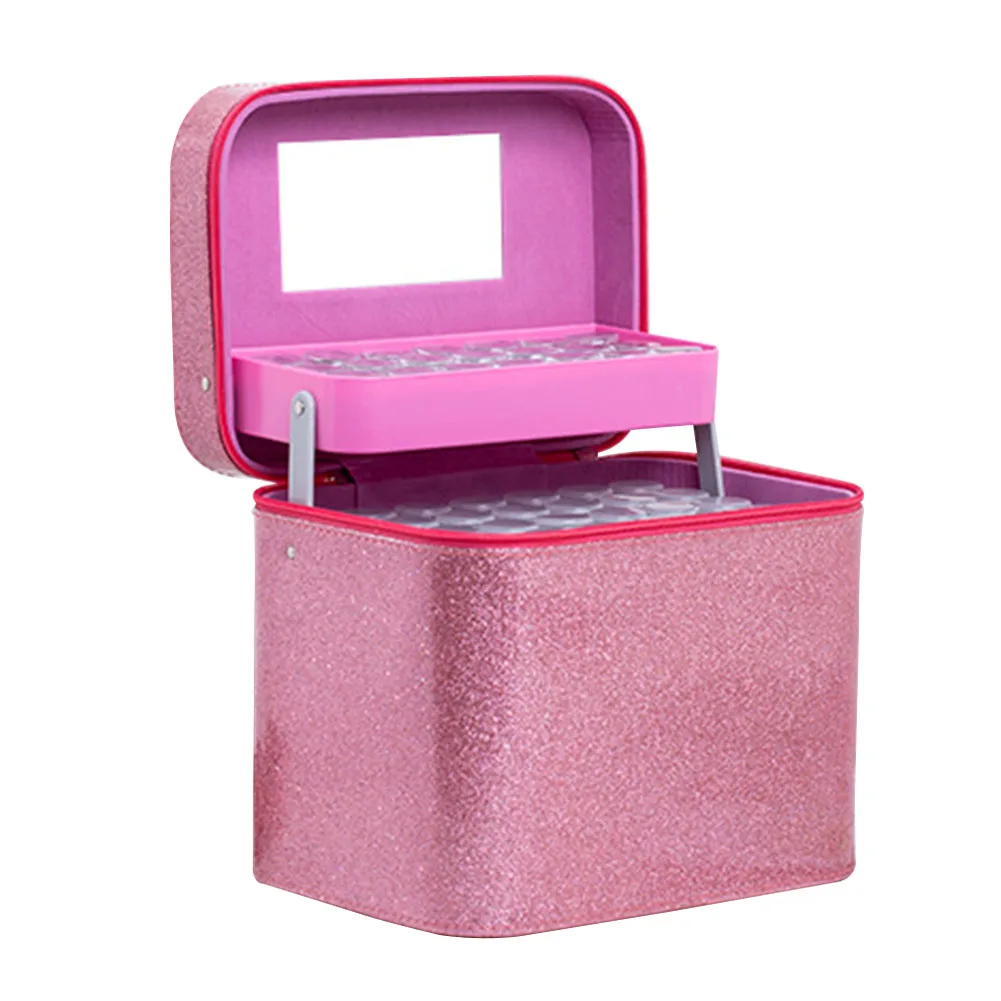 

126 Bottle Exquisite Storage Box Case Solid Display Beads Accessory Non Toxic PU Durable Diamond Handbag Zipper Embroidery
