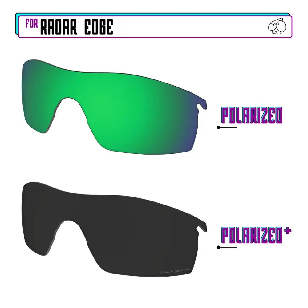 EZReplace Polarized Replacement Lenses for - Oakley Radar Edge Sunglasses - Black P Plus-Green P