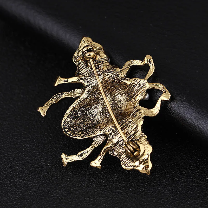 Брошь в виде пчелы стиле ретро золотого цвета Стразы булавка для корсажа унисекс