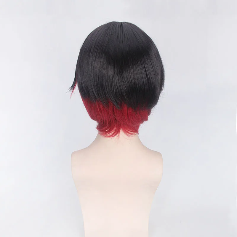 RWBY Красный прицеп Ruby Rose косплей парик короткие прямые черные красные градиентные
