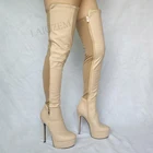 Женские высокие сапоги на молнии SEIIHEM, высокие сапоги выше колена на тонком высоком каблуке, Лоскутная обувь на платформе, женская обувь большого размера 41 43 47 52