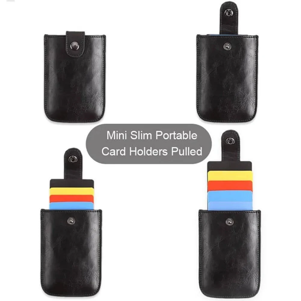 

Pulling-out PU Leather Card Holder Multi Card Slot Multifunction Button Closure Wallet K2