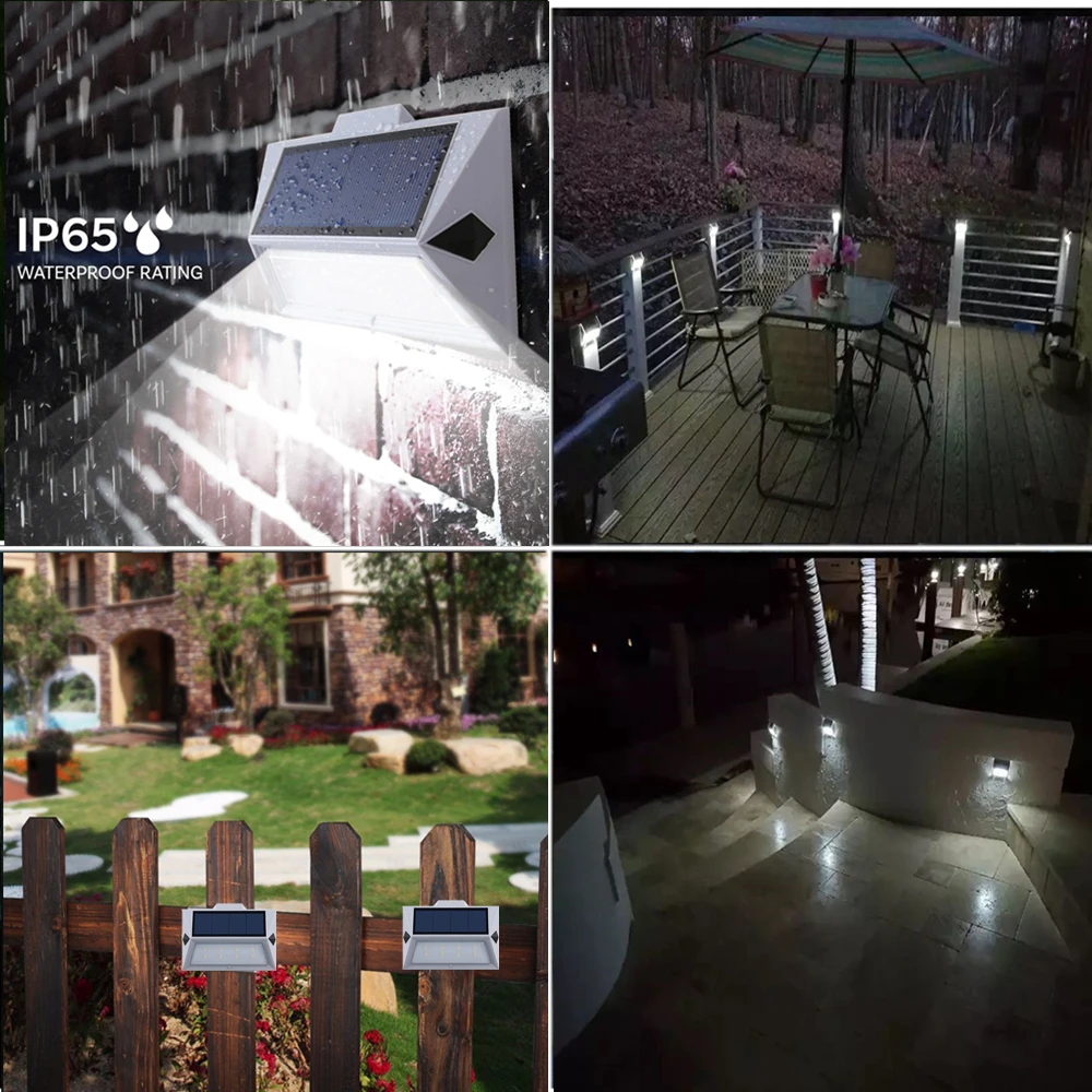 

LED Solar Stair Wall Light Outdoor IP65 Waterproof Garden Pathway Yard Patio Stairs Steps Fence Lamp 8 Leds Solar Night Light