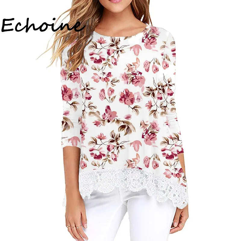 Женская кружевная рубашка поло с длинным рукавом и круглым