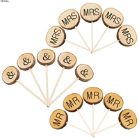 new 15pcs wood mr and mrs cake topper bride and groom sign wedding wooden wedding cake topper for wedding party supplies