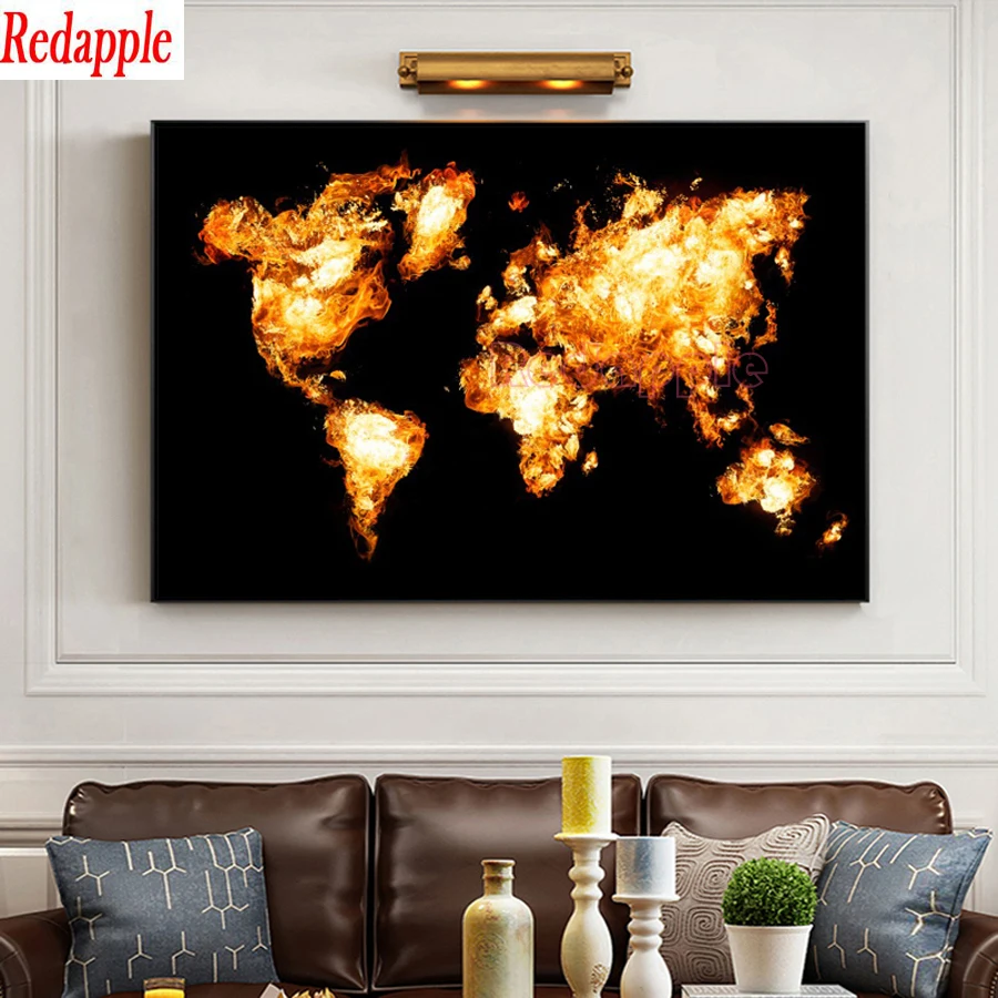 

5D mosaic Abstract World Map diamond Painting Retro full diamond embroidery Modern Wall Picture for Living Room Study Home Decor