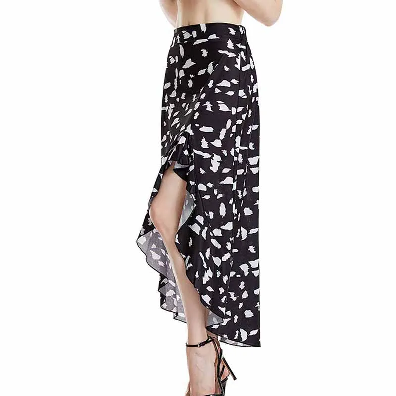 

Fashion Wild Women's Bohemian Beach Skirts Female Summer Vintage Polka Dot Skirt Fashion High Split Ruffled Irregular Skirts