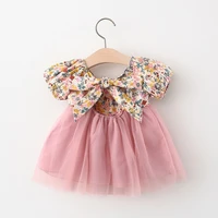 girls dress floral bow children tops kids summer clothes 3 years clothing tutu girl mesh dresses for girl 2021 fashion wear