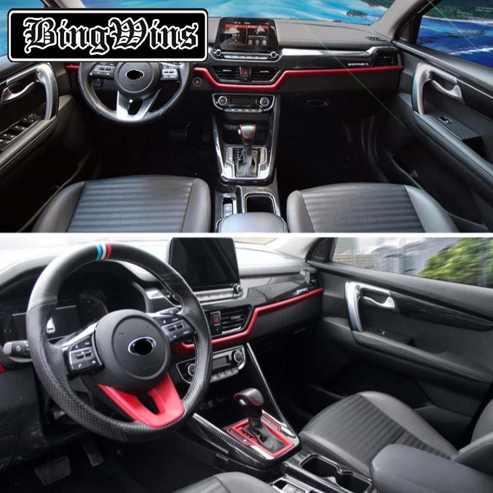 

2 Car style For Kia Sportage R 18-19 interior refitting carbon fiber stop water cup central control air outlet decoration