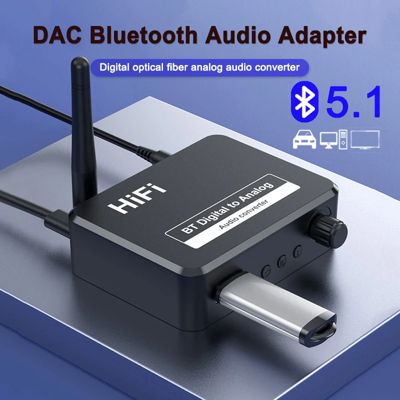 Цифровой аналоговый преобразователь DISOUR DAC и Bluetooth 5 1 внешний аудиоприемник 3 мм AUX