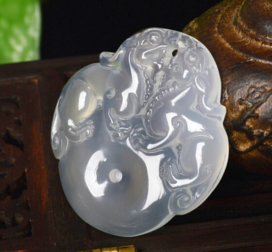 1117+++Natural stone and agate chalcedony type genuine crafts original double Pi Xiu pendant | Украшения и аксессуары