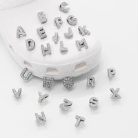 26 shape 1pc english letter shoe charms buckles metal crystal jewelry for garden sandals shoe decoration cool croc jibz gifts