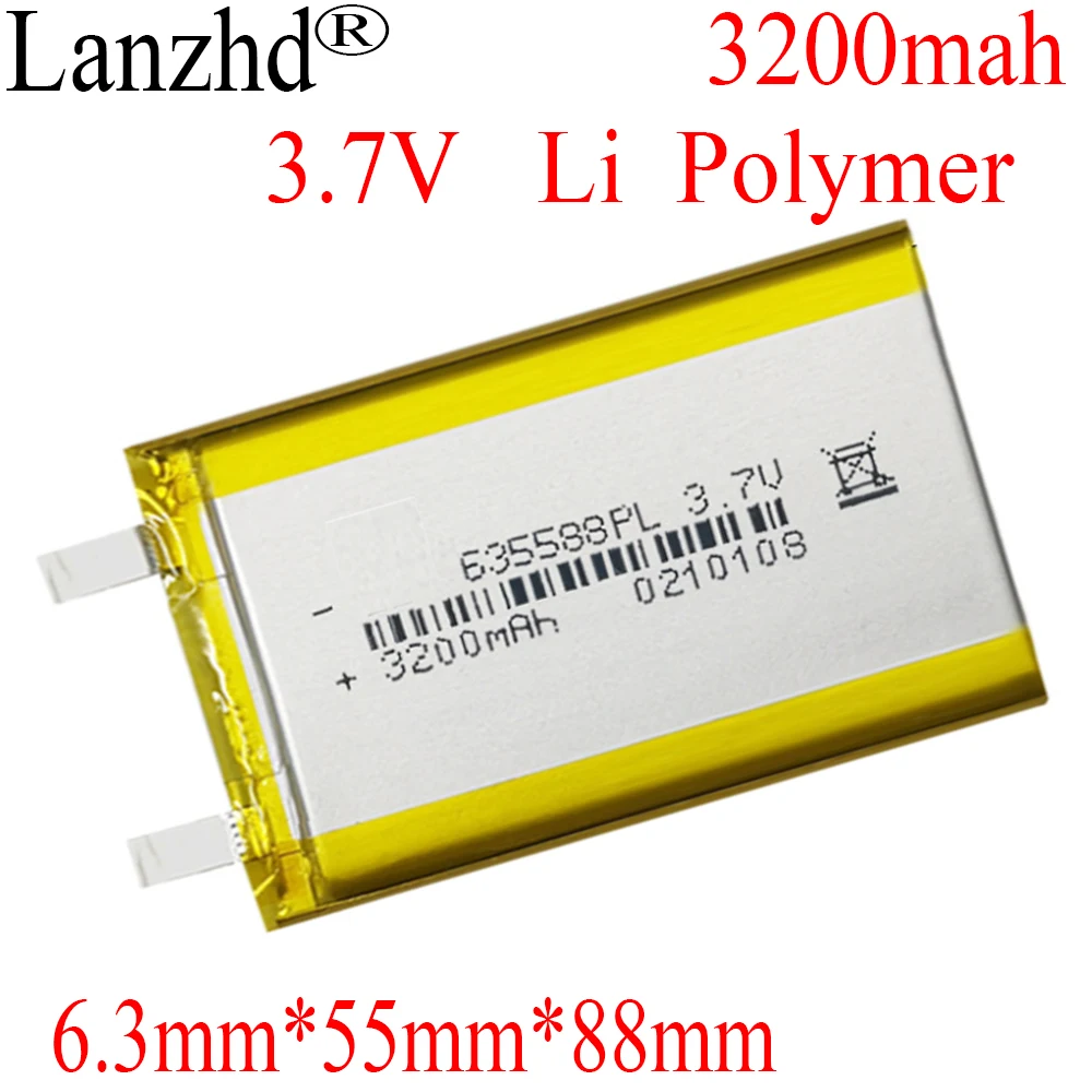 

8-40PCS Li Po lithium battery polymer 3.7V 3200mAh medical device traveling crane Juicer batteries 63*55*88mm