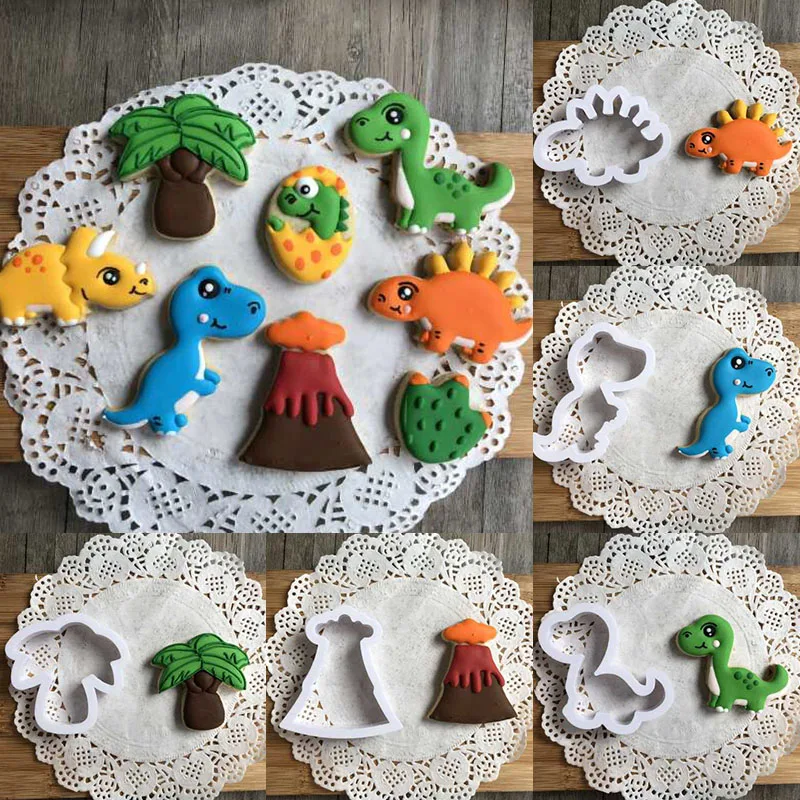 

8Pcs Dinosaur Cookies Cutter Biscuit Mould Pastry Fondant Cake Decoration Bakeware Mold Baby Shower Kids Birthday Party Favors