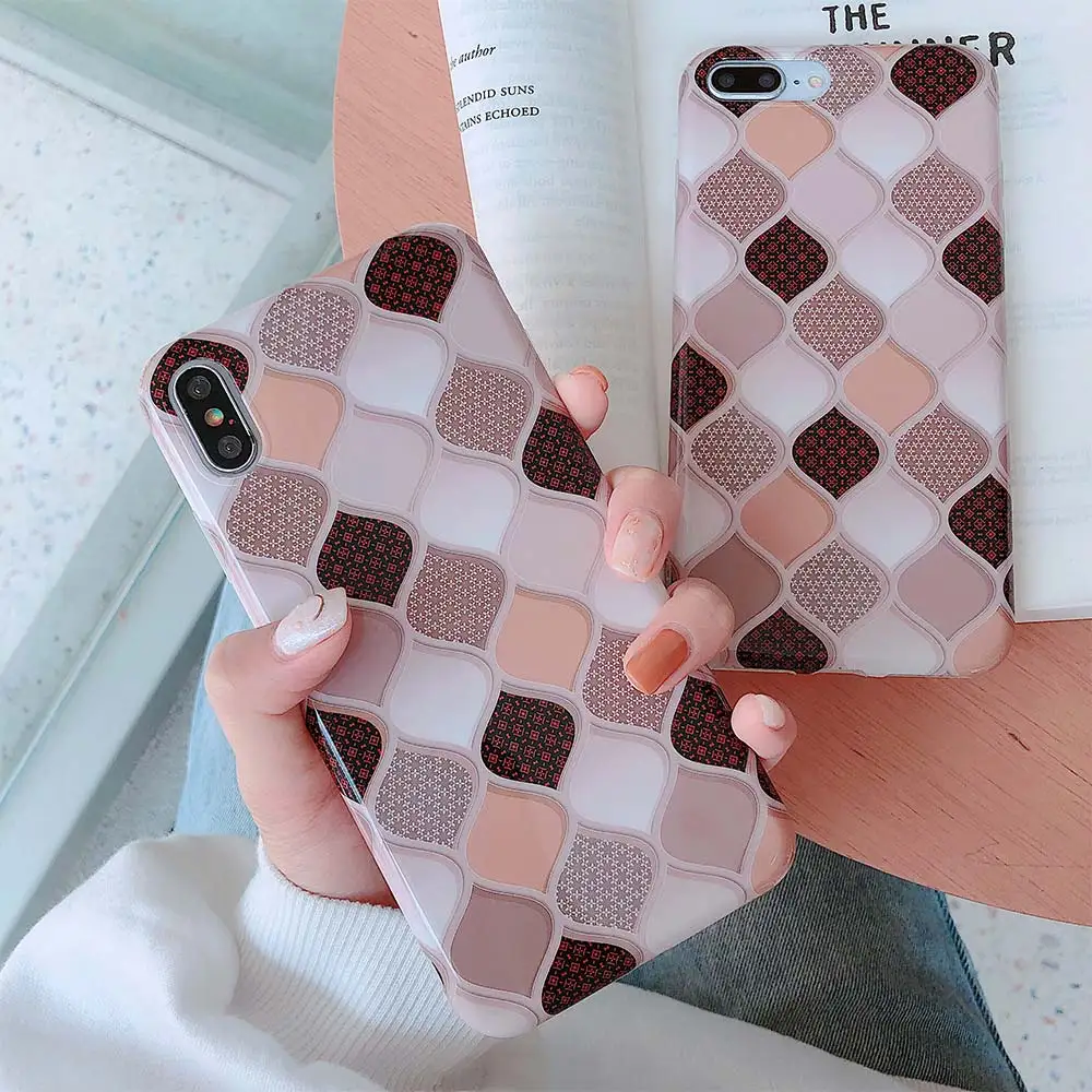KISSCASE Anti-fall Phone Case For iPhone 6 7 8 7Plus 8Plus Fundas Plaid Cover Shell X XS XR MAX |