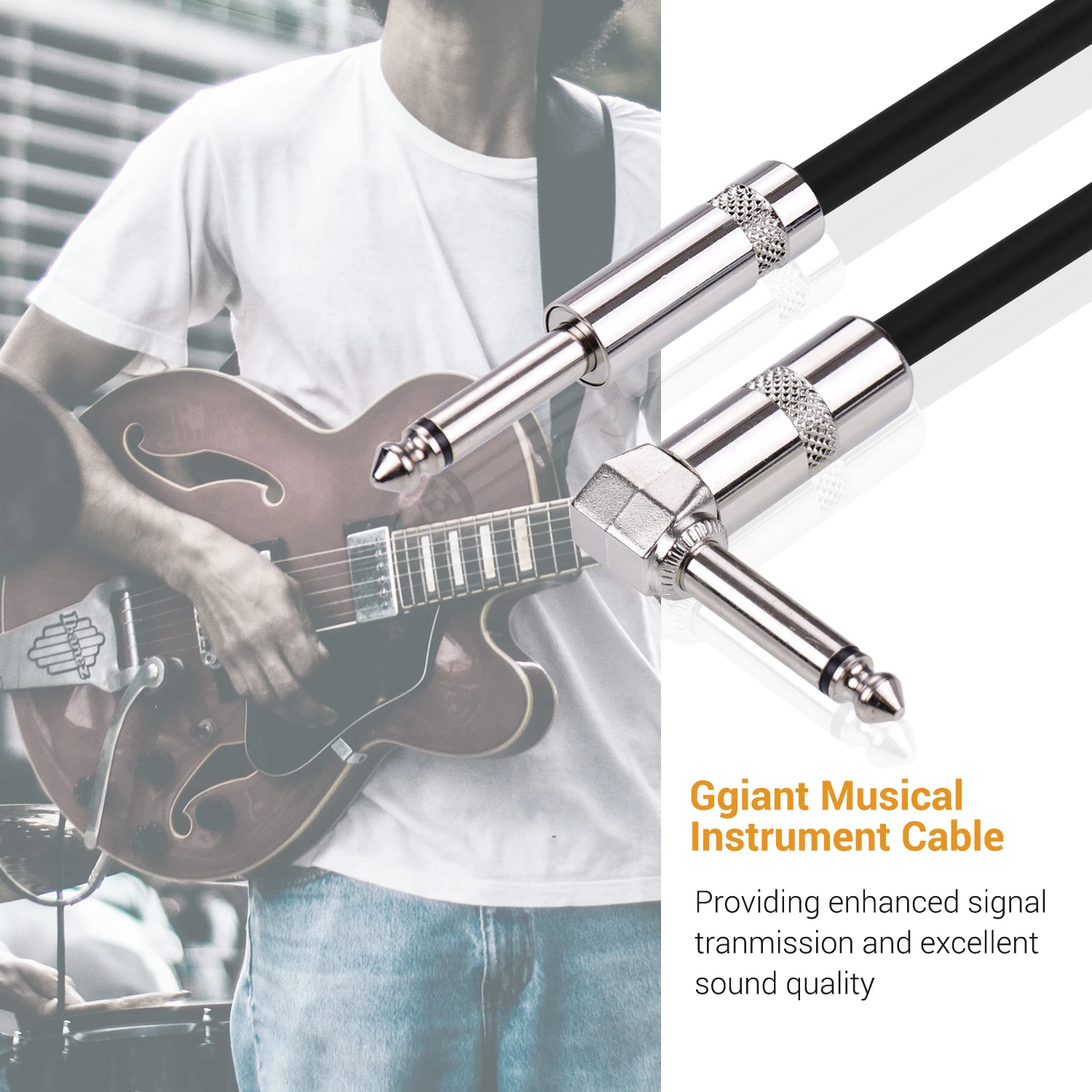 

Ggiant ASC-21 Guitar Cable Straigth to Right Angle Audio Cables 1/4 Inch TS Connectors for Speaker Electric Guitar 5m / 16.4ft