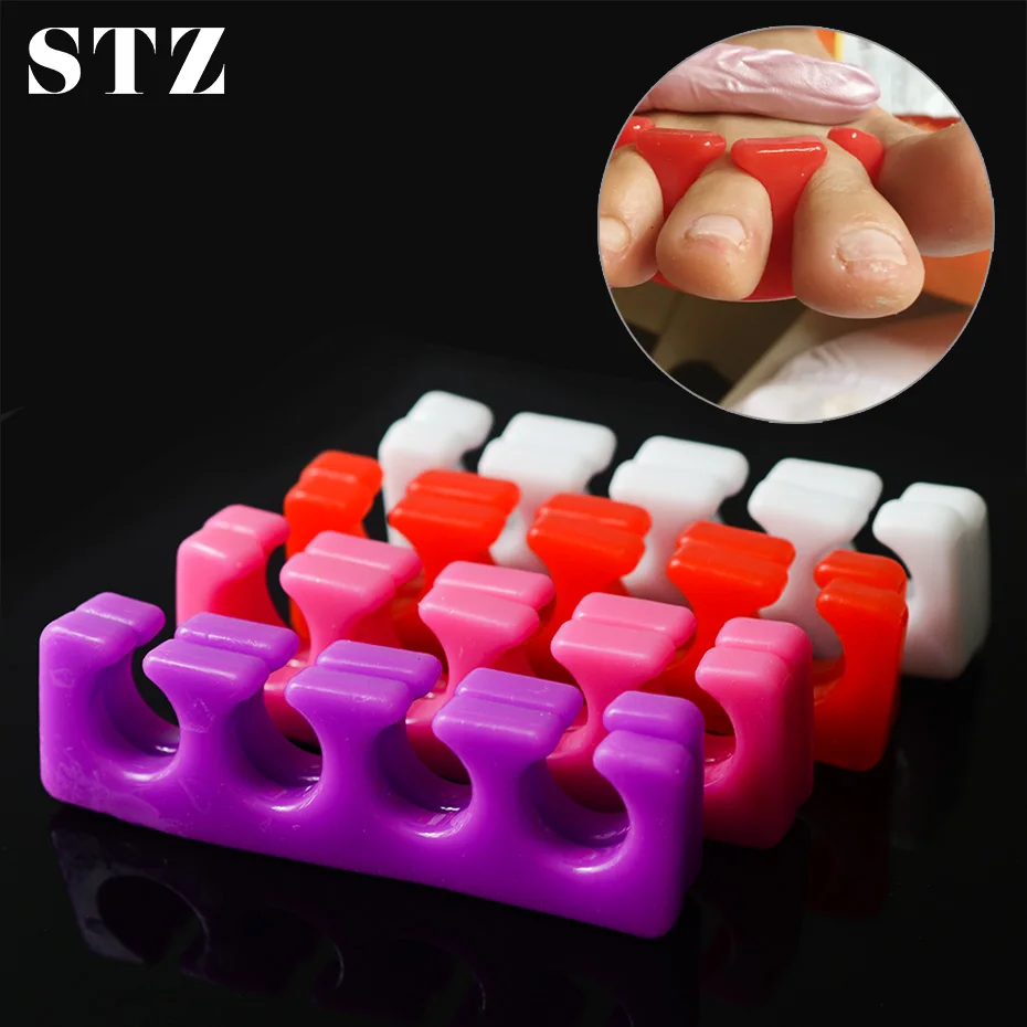 

STZ 2pc Soft Silicone Nail Art Toes Separators Washable Finger Foot Divider Holder UV Gel Polish Painting Pedicure Manicure #361