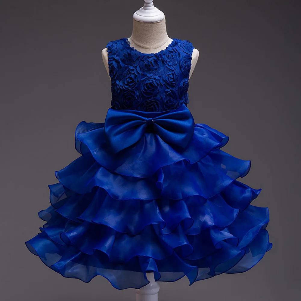 X024 Glitz Elegant Princess Pageant Gown Girl Short Dress Flower Fuscia Girls Wedding Party Dresses for Kids | Детская одежда и